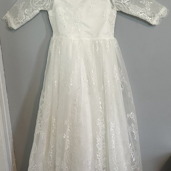 Girls Size 8/10 Dress & Belt Set - Antique White NWT - Picture 3 of 13